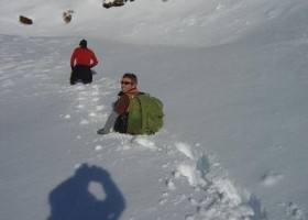 9-6-12 - Paul and Cam making their way through deep snow on the access road