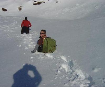 9-6-12 - Paul and Cam making their way through deep snow on the access road
