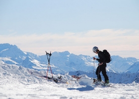 Ready to head down the mountain