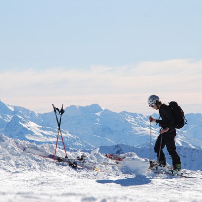 Ready to head down the mountain