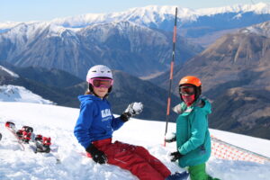 fun snow fight at Mt Cheeseman, school camp venue